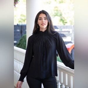 Rungolee Katarina Long Sleeve Blouse Elegant Chic Classy Smocked S